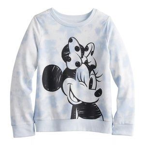 Girl's Minnie Mouse Print Long Sleeve Round Neck Pullover Sweatshirt